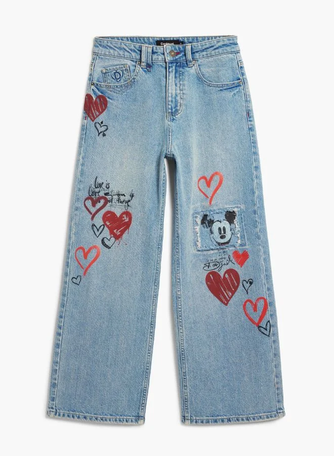 DESIGUAL Blue Mickey Mouse™ Heart Jeans for Women | Best Price UAE